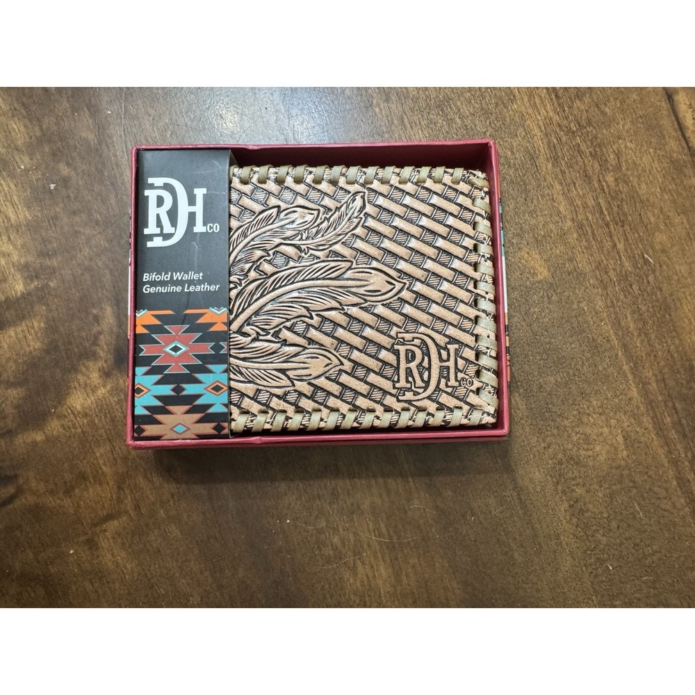 Genuine Tooled Leather Bifold Wallet By Red Dirt Hat Company, Men's New With Box